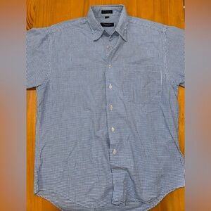 Dior Men’s Blue and White Gingham Short-Sleeve Button-Down Shirt